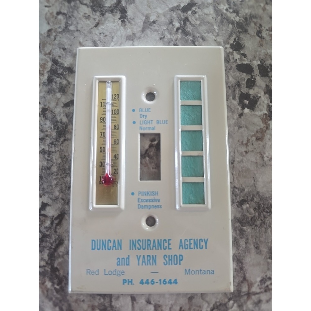 Vintage Duncan Insurance Agency Red Lodge-Advertising Light Switch Thermometer